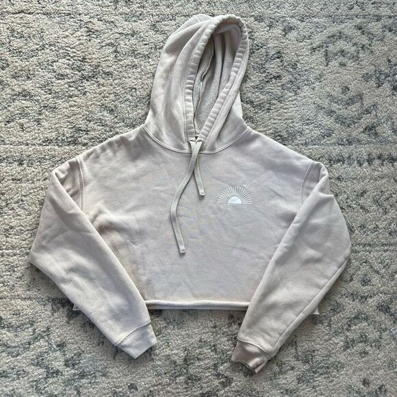 No Brand Tops - Beige Cropped Sunshine Hoodie